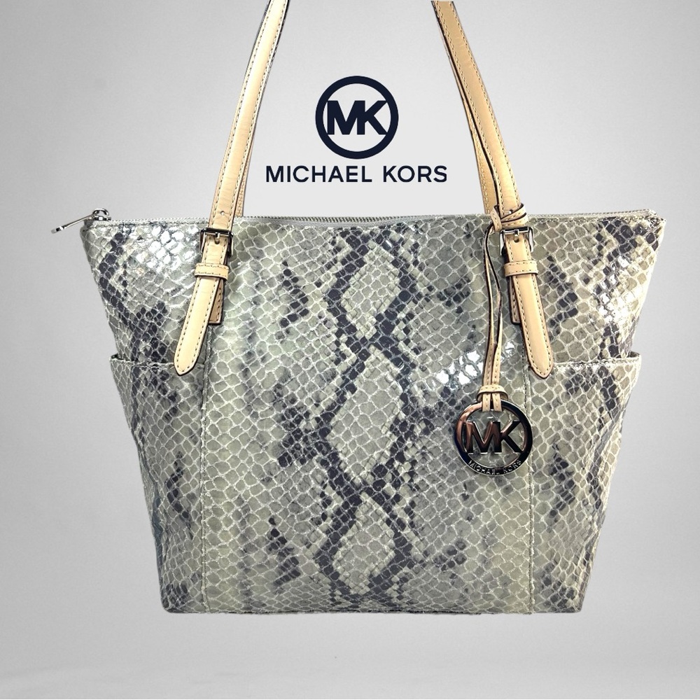 Michael Michael Kors Jet Set Python-Embossed Leat… - image 1